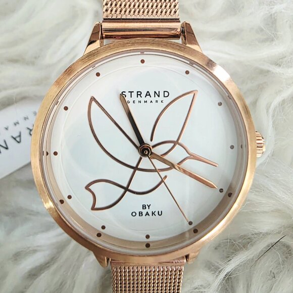 NWT Strand by Obaku Ladies Watch - Rose Gold - Dove Design